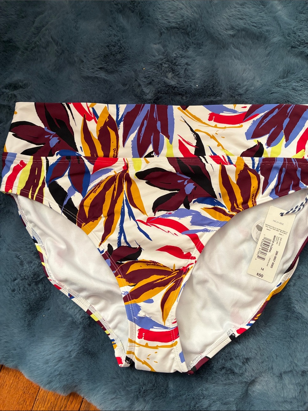 Floral Print Mid-Rise Bikini Bottom - White/Multi